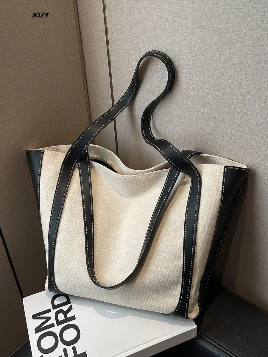 

Большая вместительная Холщовая Сумка-тоут 2023, роскошная дизайнерская модная женская сумка через плечо, летняя повседневная простая стильная сумка для покупок