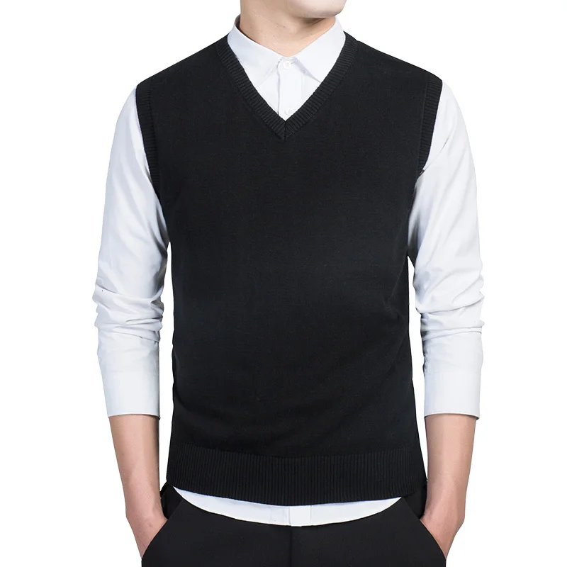 

Cotton Pullovers Vest Mens Sweater Autumn V Neck Slim Sweaters Vest Men's Warm Slveless Sweater Slim Style Casual M-3xl