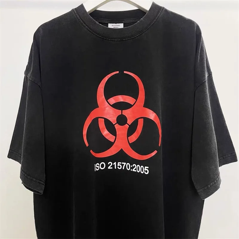 

23ss Washed Black Vetements Oversized T Shirt Men Women 1:1 Best Quality Vintage Printing VTM Pure Cotton T-Shirts