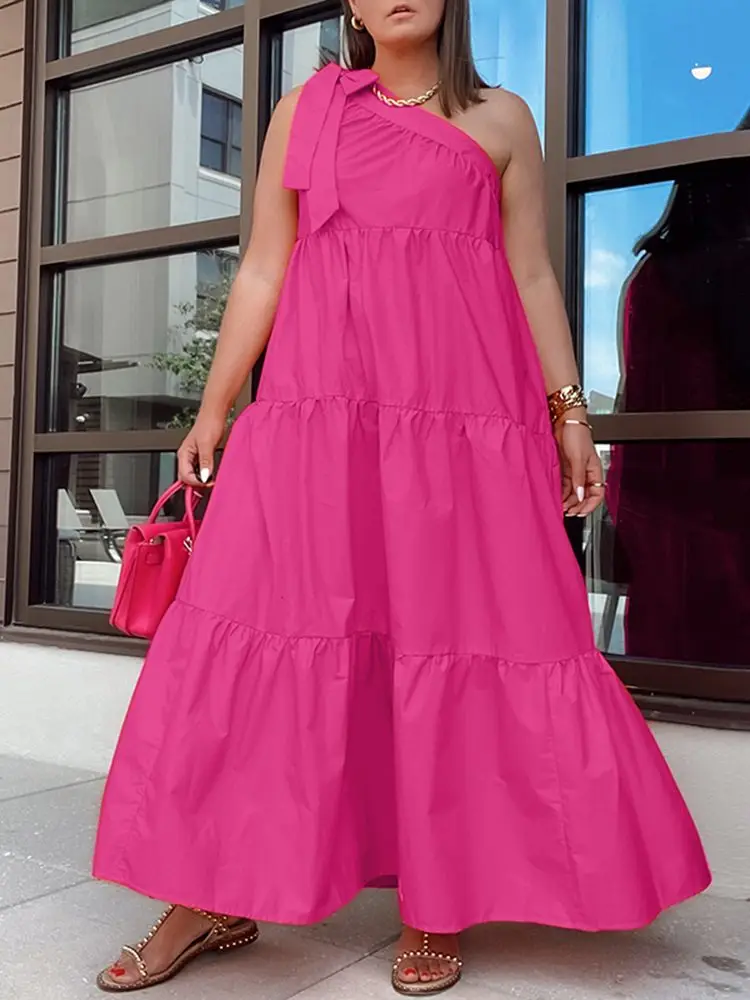 

Elegant Off Shoulder Dress VONDA 2022 Holiday Summer Sundress Women Pleated Party Long Maxi Dresses Casual Vestido Femme Robe