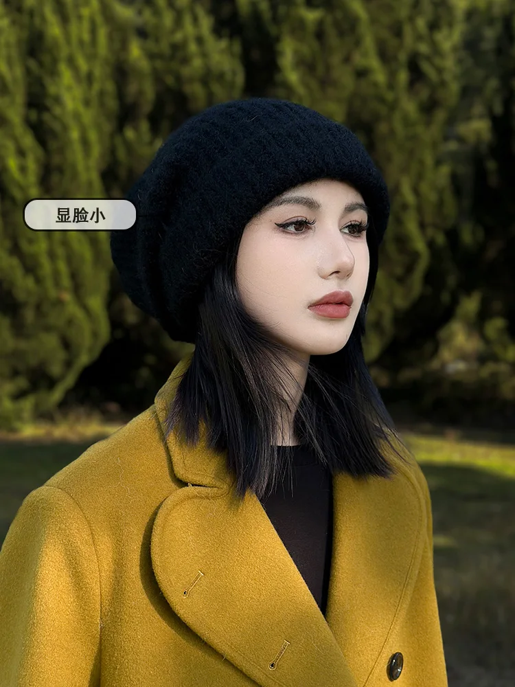 Bald Girl ~ Knitted Sleeve Cap Women's Autumn and Winter Warm Cold-Proof Beanie Hat Thickened Earmuff Pile Sle Woolen