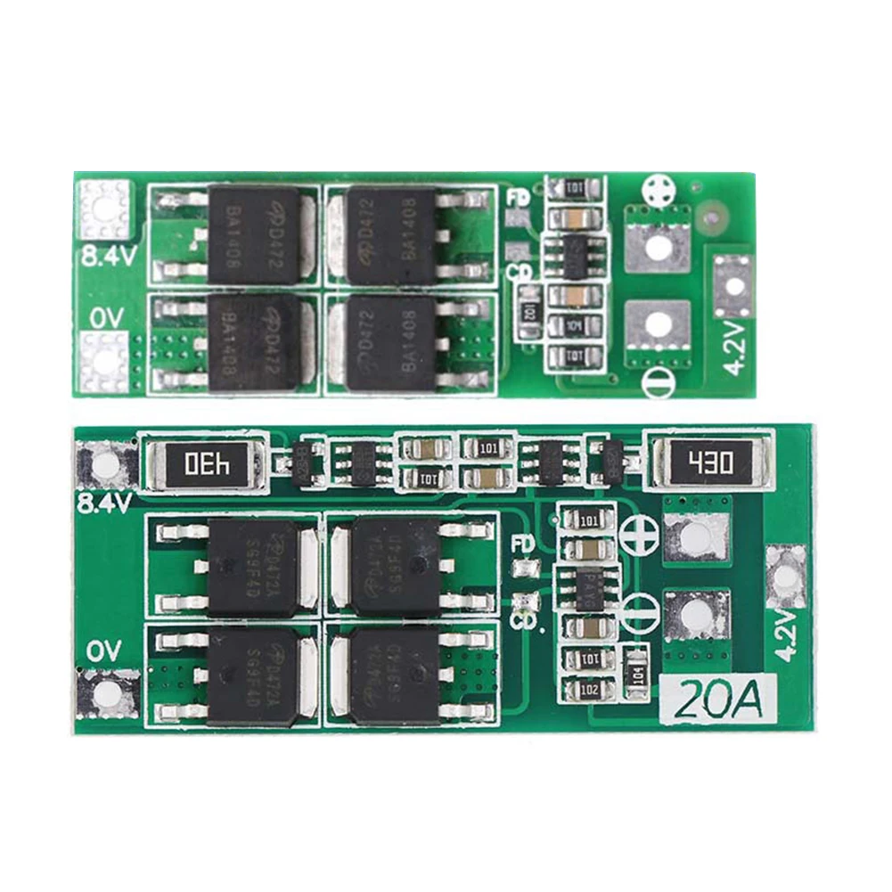 

2S 20A 7.4V 8.4V Li-ion Lithium Battery Protection Board Battery Equalizer Board Protection Enhanced Version Balanced Version