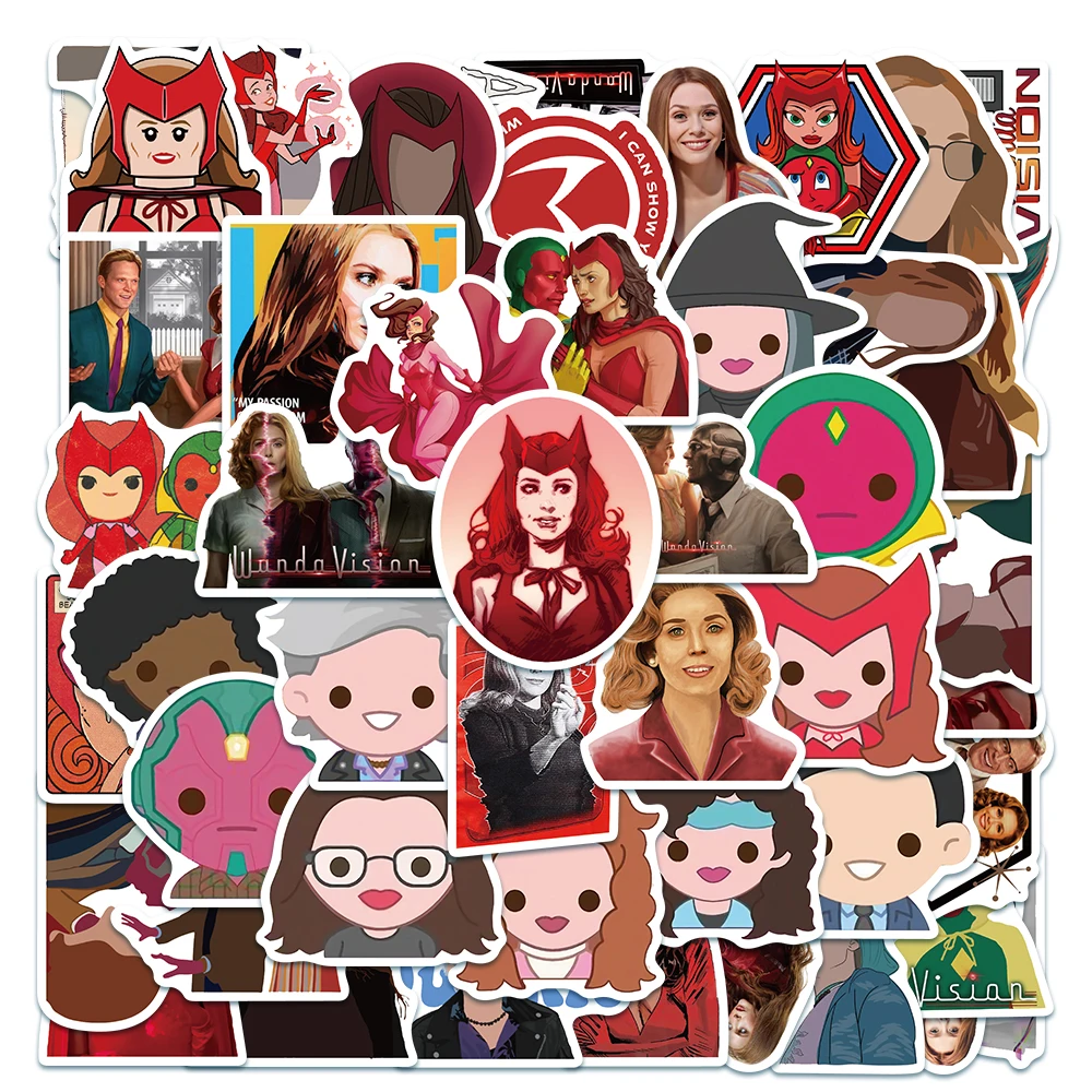 10/30/50Pcs Disney Marvel TV Show Wanda Vision Show Stickers Scarlet Witch Stickers Luggage Laptop Skateboard Decals Kids Toys