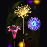 solar led stake light color changing dandelion lily sunflower statues garden yard decor outdoor lamp solar led lawn light