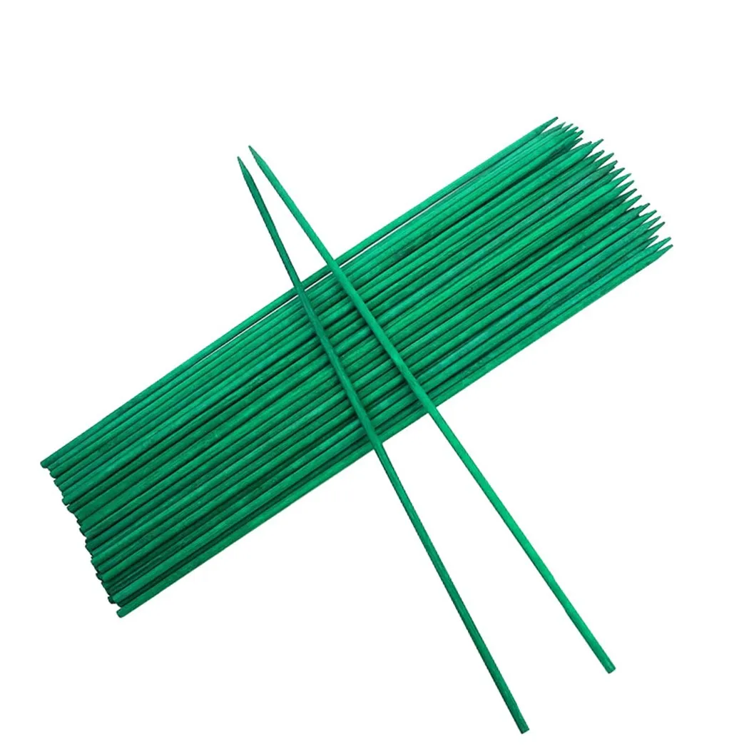 

40pcs Wooden Plant Stake 40cm Green Plant Support Sticks Canes For Flowers Garden Cucumber Grape Rattan Supports