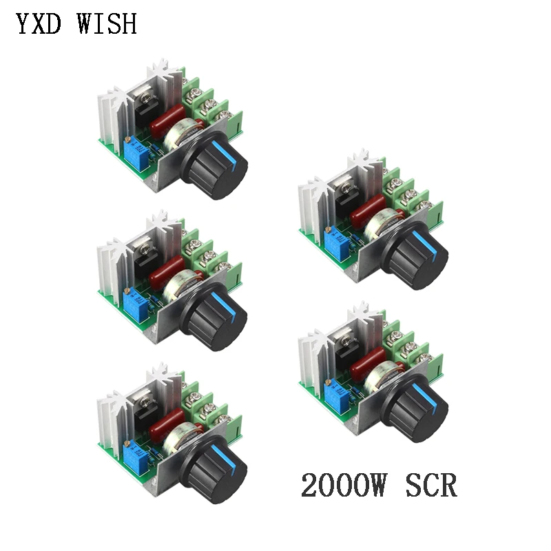 

5pcs 2000W SCR Voltage Regulator Dimmer Motor Speed Controller Thermostat Adjustable Voltage Stabilizer AC 220V Thyristor Module