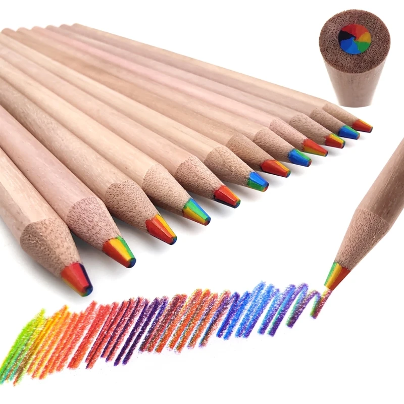 S Rainbow Pencils For Students, Wood Pencil Thick Rod Sets For Art Coloring Drawing Sketching