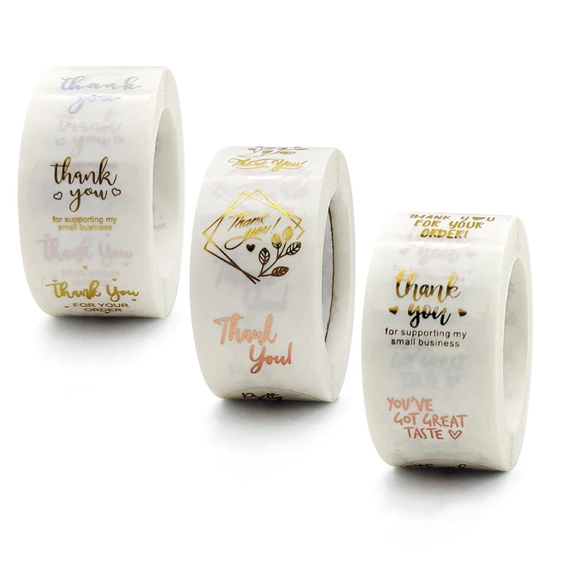 

500pcs Thank You Gold Stickers Transparent Plastic Stickers Gift Wrapping Bag Seal Wedding Birthday Party Decoration Supplies