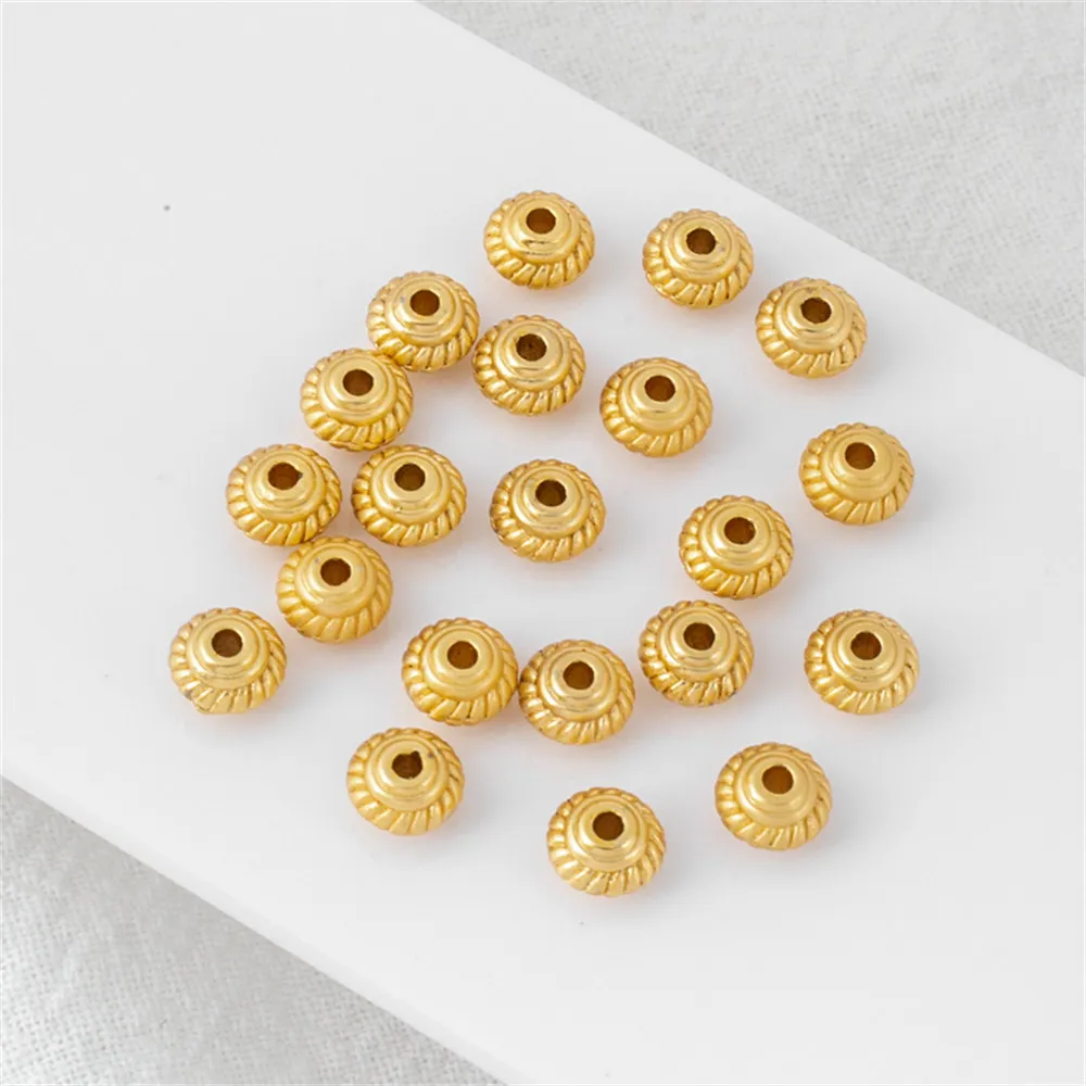 

18K dumb gold 5mm gear flying saucer beads diy handmade jewelry bracelet necklace accessories ancient French gold partition