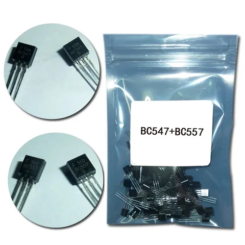 (50 шт./партия) BC547 + BC557 каждый 25 шт. BC547B BC557B NPN PNP транзистор TO-92 мощный триодный транзистор в комплекте