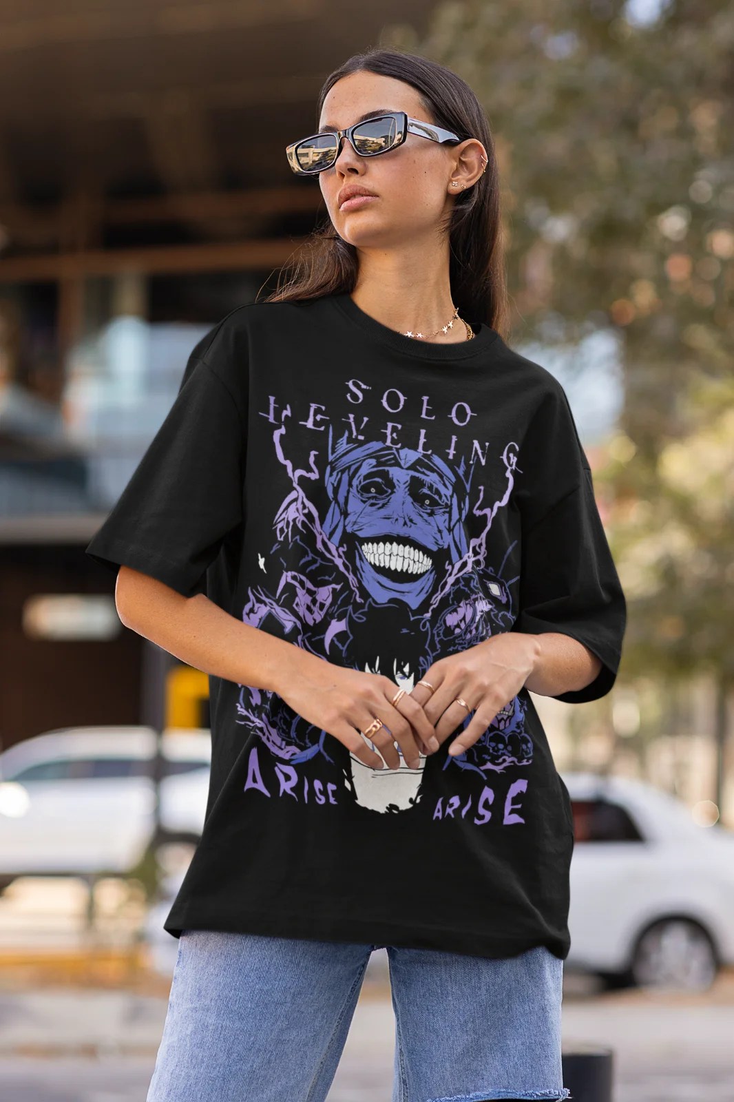 Футболка с соло-выравниванием Аниме Манга сон Цзинь у унисекс мягкая футболка