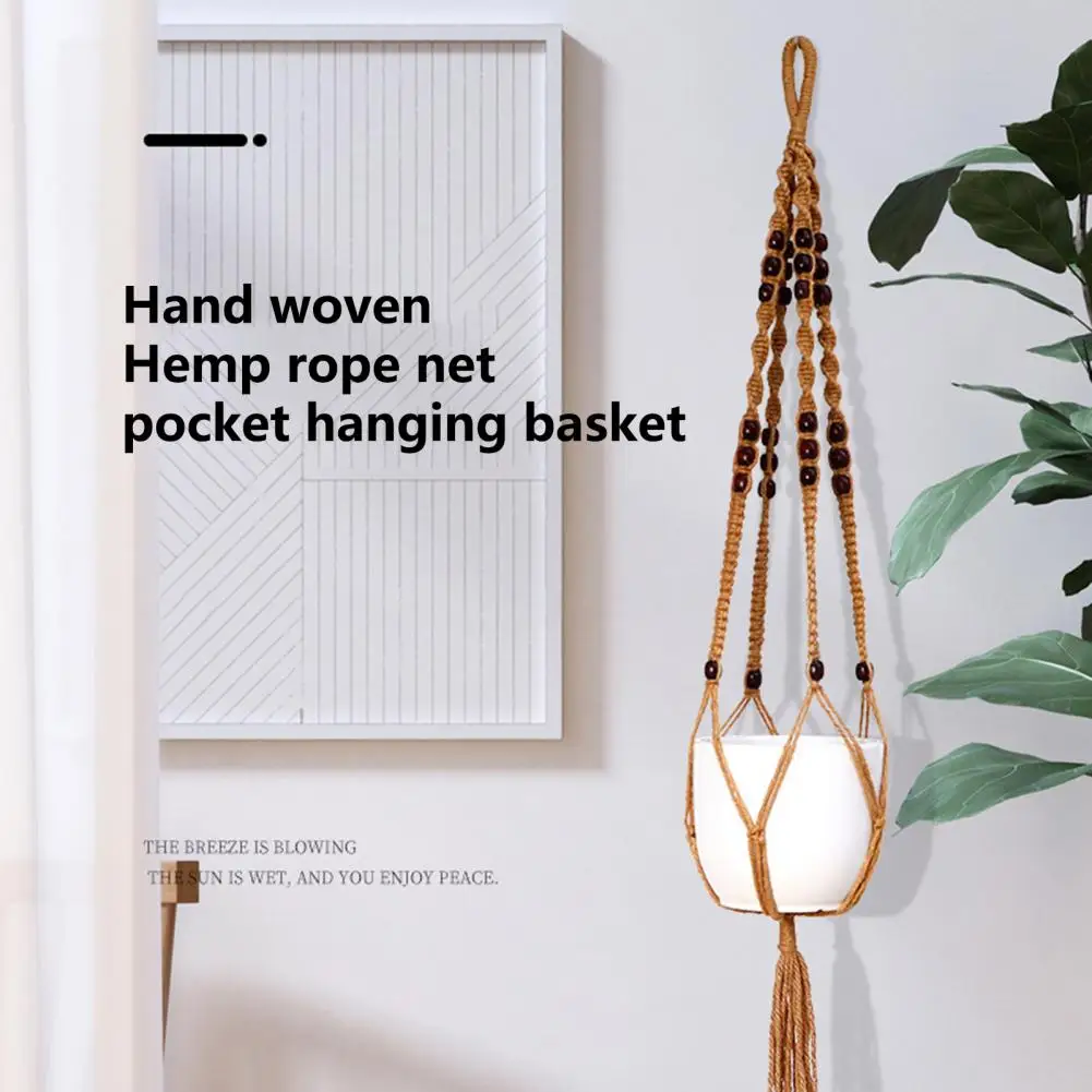 

Сетка для цветочного горшка, Садовая, ручная работа, макраме, противоскользящая, искусственная веревка, подвесная корзина для растений, дек...