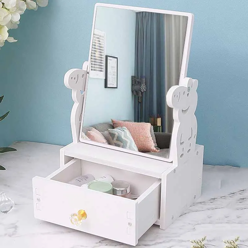 

Design Bedroom Makeup Mirror Cute Girls Creative Vanity Mirror Luxury Desk Espejo Maquillaje Luz Home Decoration Accessories