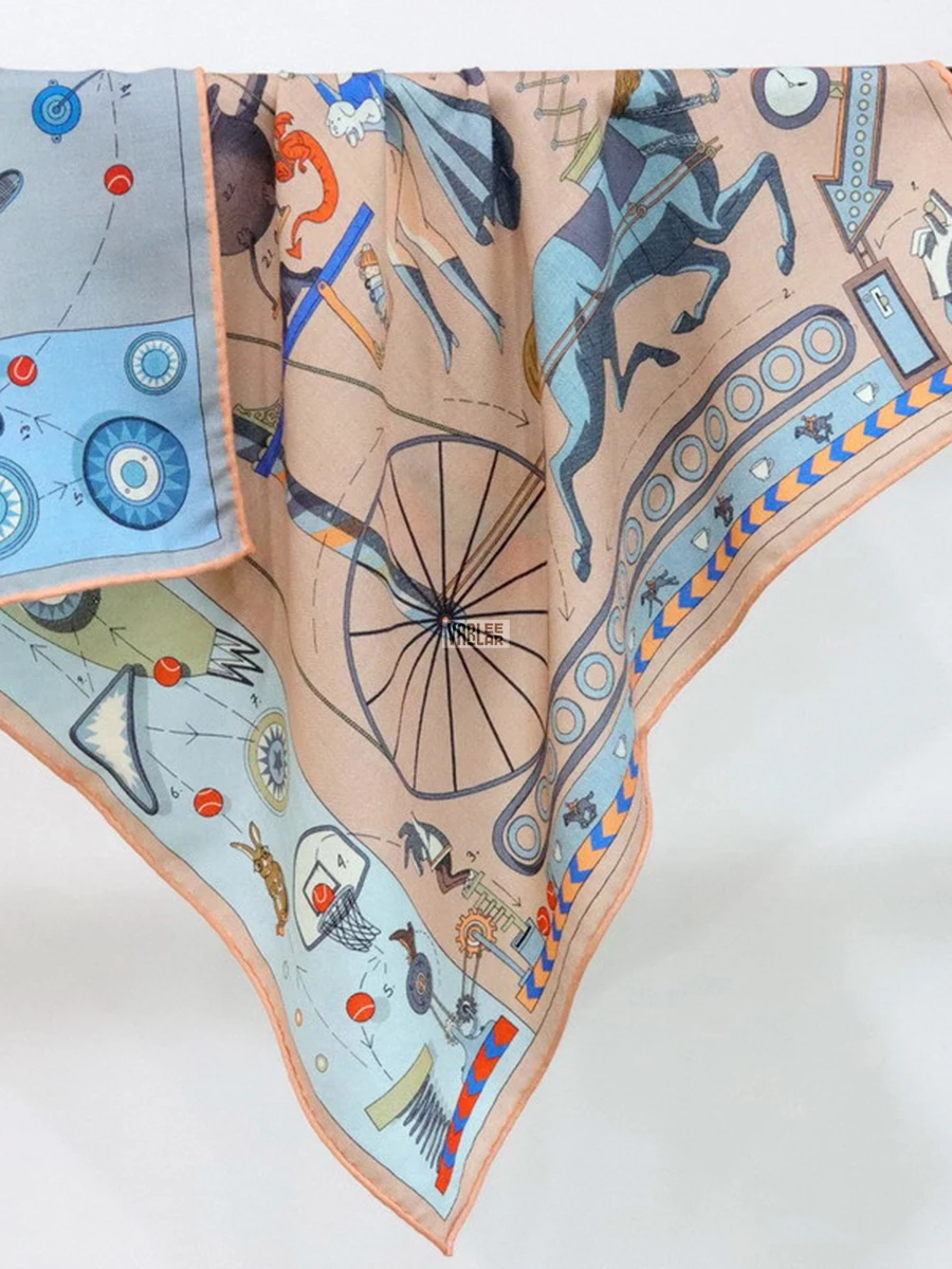 Дизайнерский кашемировый маленький шарф шаль ручной работы двусторонняя печать