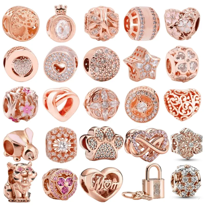

Diy Sterling Silver Charm Rose Sparkling Snowflake Daisy Flower Family Tree Bunny Royal Crown Bead Fit Bracelet Jewelry