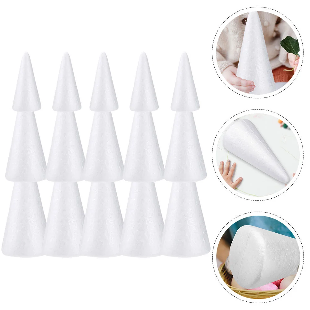 

Foam Tree Cones White Polystyrene Cone Shaped Floral Crafts Cake Towers Christmas Table Centerpiece Diy Flower Arrangement Props