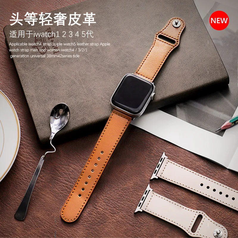 Business Real Leather Strap For Apple Watch Band 44mm 40mm 41mm 45mm 42mm 38mm  Soft Leather Bracelet For iWatch