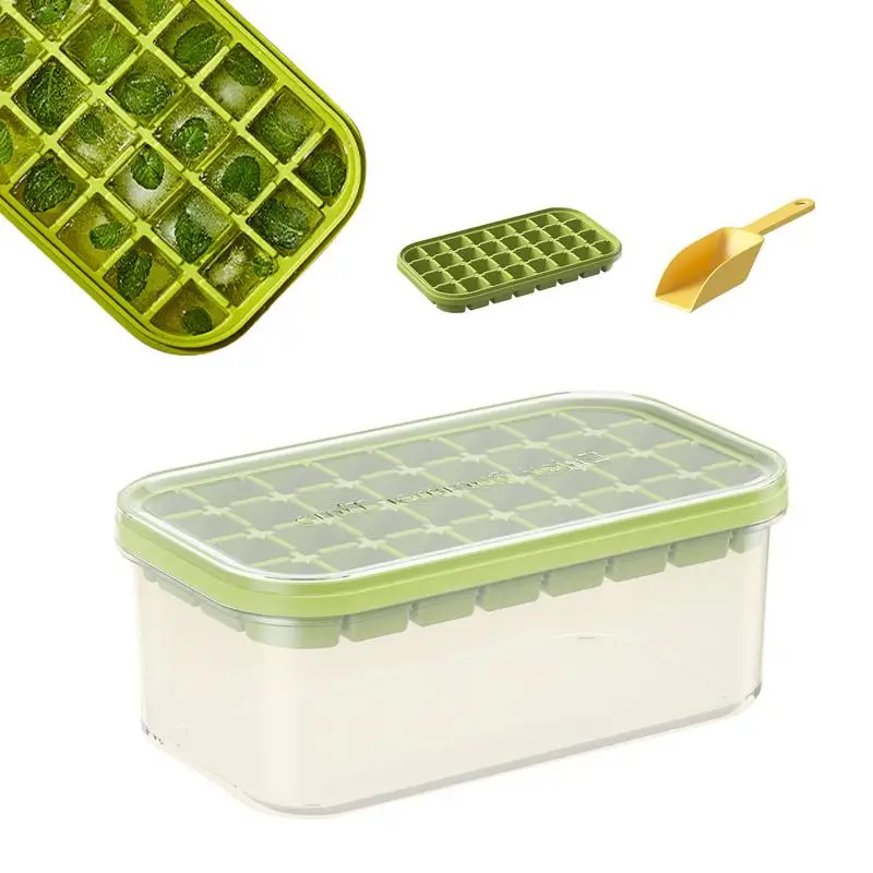 

Поднос для льда с крышкой и корзиной, большой поднос для льда с контейнером для льда и ложкой, силиконовая форма для льда, форма для морозильной камеры, кофе