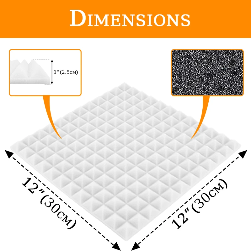 Акустическая пена TOUO 6/12/24 шт. пирамида высокой плотности звукоизоляционная