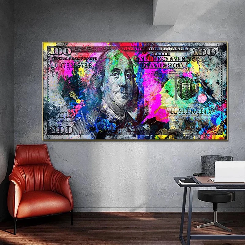 

Money Art Graffiti Dollar Posters and Prints Wall Art Canvas Painting Creative Painting Wall Pictures for Living Room Home Decor