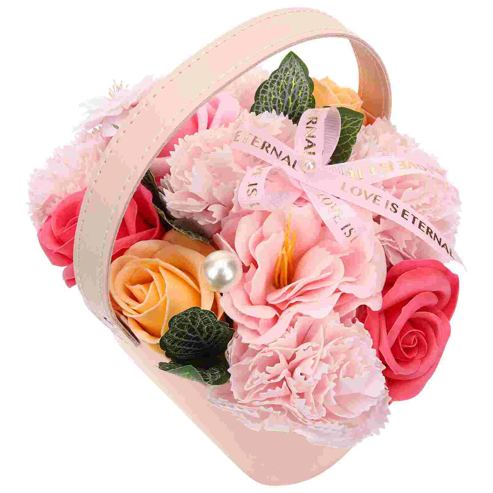 

Wedding Present Anniversary Flower Gift Box Artificial Flowers In Basket Bath Flower Gift Floral Scented Flower