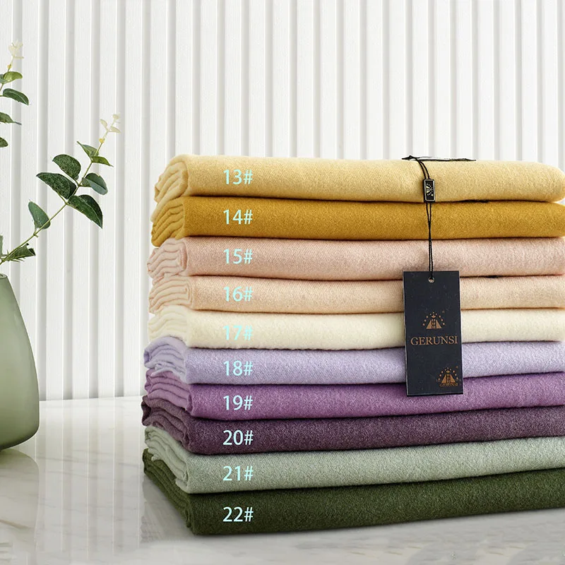 

Woman winter scarf fashion female shawls cashmere handfeeling winter wraps solid color winter hijab scarf