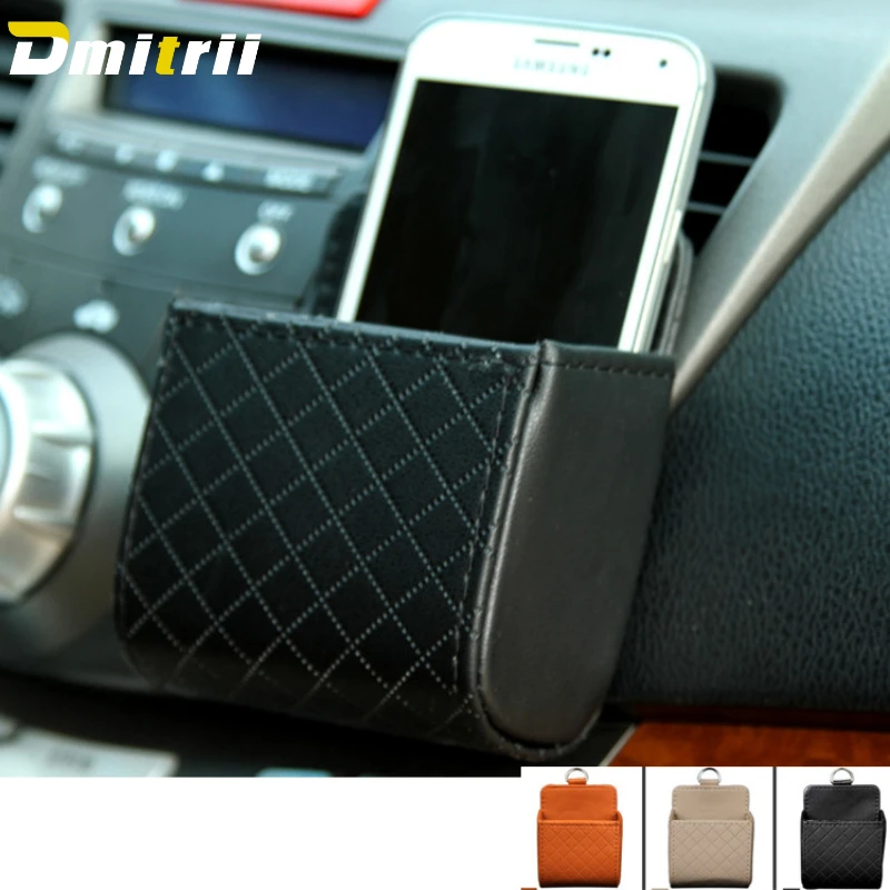 

Car Storage Bag Air Vent Dashboard Tidy Hanging Leather Organizer Box Glasses Phone Holder Storage Organizer Car Accessories