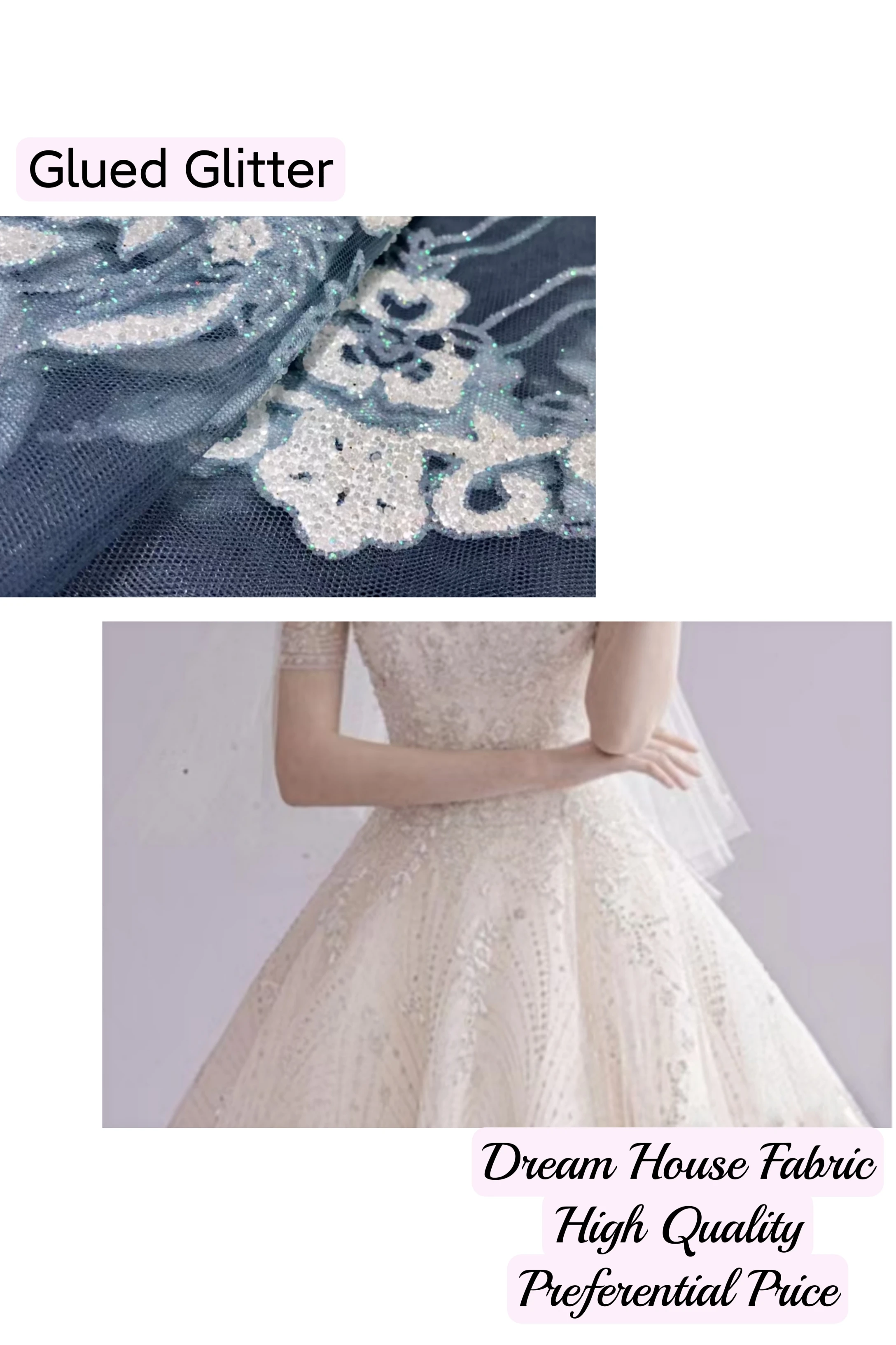 

AL70701 Hot Sale Africa Lace Fabric Unique Design Handmade Embroidery Net Lace with Glue Glitter in Party wedding Dress