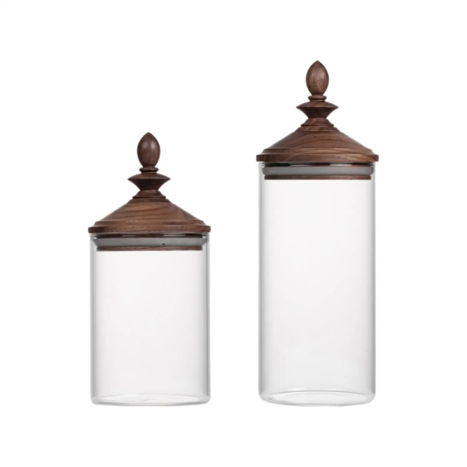 

Glass Food Storage Jar Loose Tea Jar with Sealed Wooden Lid for Daily Use