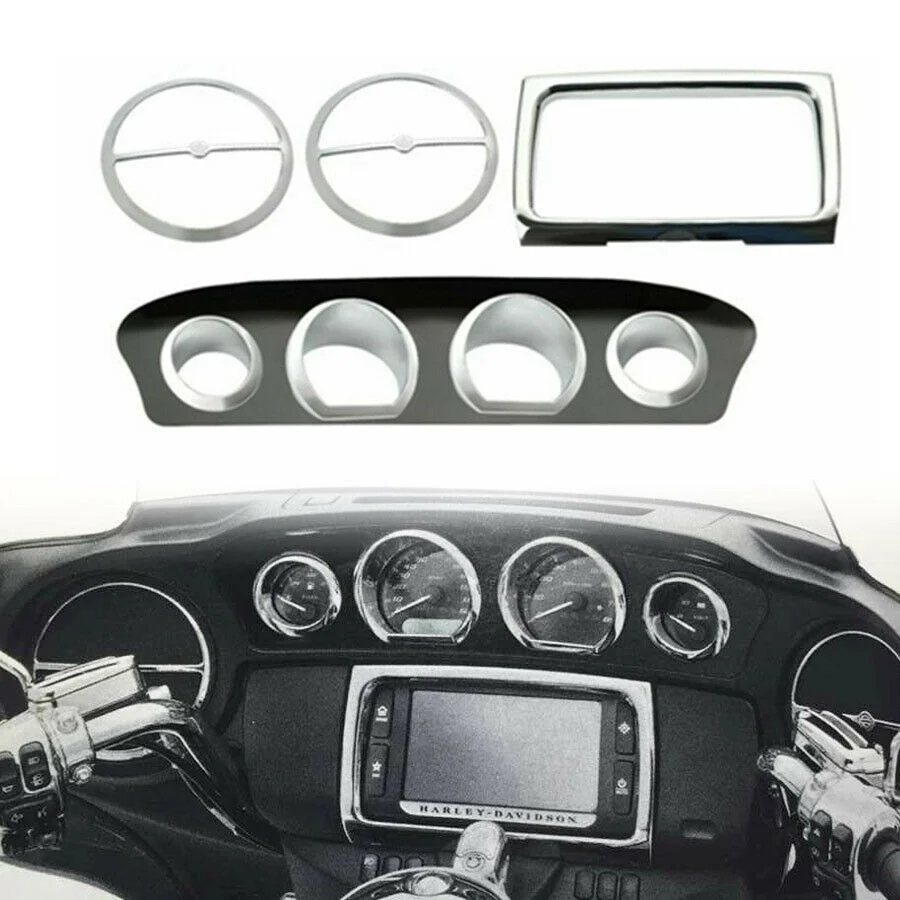 

Motorcycle Chrome Speedometer Gauge Bezel Decoration Trim Kit for Harley Touring Electra Street Tri Glide Ultra Limited 2014-17