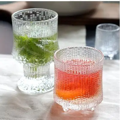 

Nordic flowing bead glass goblet thickened carved palace high-end creative foreign wine whisky hot drink cup catering