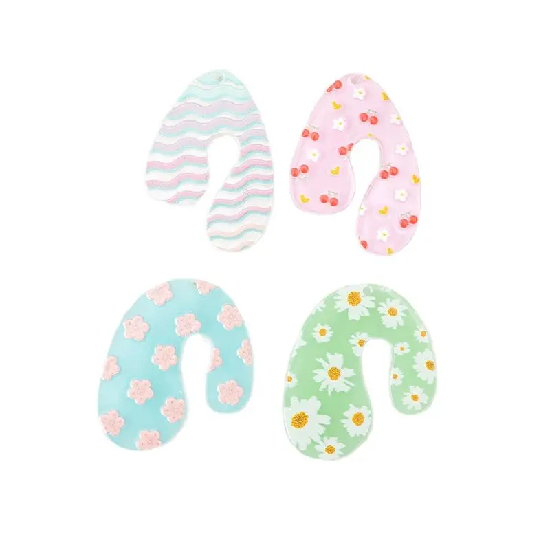 8 шт. милые подвески в виде цветов акриловые красочные серьги с подвеской вишни и