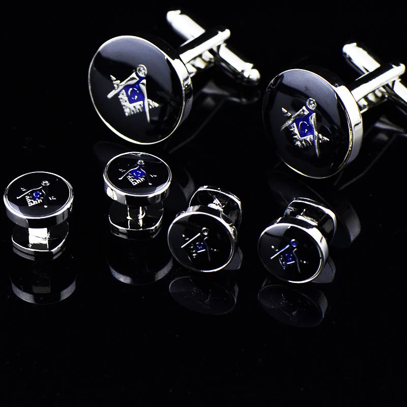 Hot Sale Men Cuff Links Freemasonry Cufflinks Masonic Cuff Buttons Sleeve Designer for Masonry Square and Compass with G