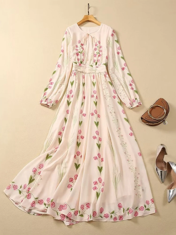 

Женское шифоновое платье с цветочным принтом, осень 2023