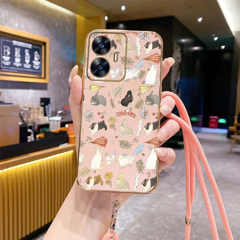 Фото Роскошное покрытие с милым кроликом C 55 для OPPO Realme C55 C33 C35 C25Y C63 C53 C67 C21 12Pro 9i 10 10Pro 11Pro 10T 12, чехол №5