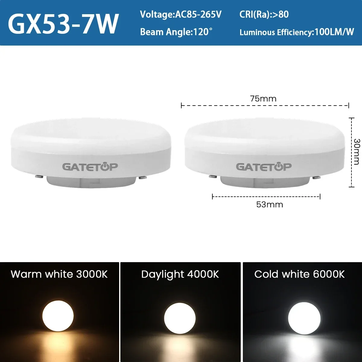 

Светодиодные точечные светильники GX53, дневной свет