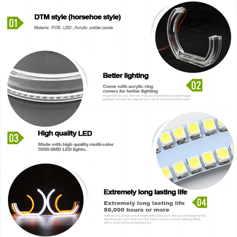 Ангельские глазки для BMW E46 светодиодный 2D Coupe Convertible 325ci 330ci ксеноновая фара DRL