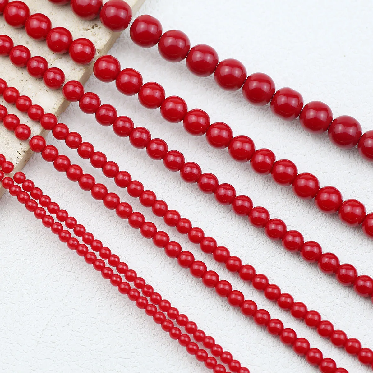 4/6/8/10/12 мм красный синтетический коралловый камень круглые свободные бусины для