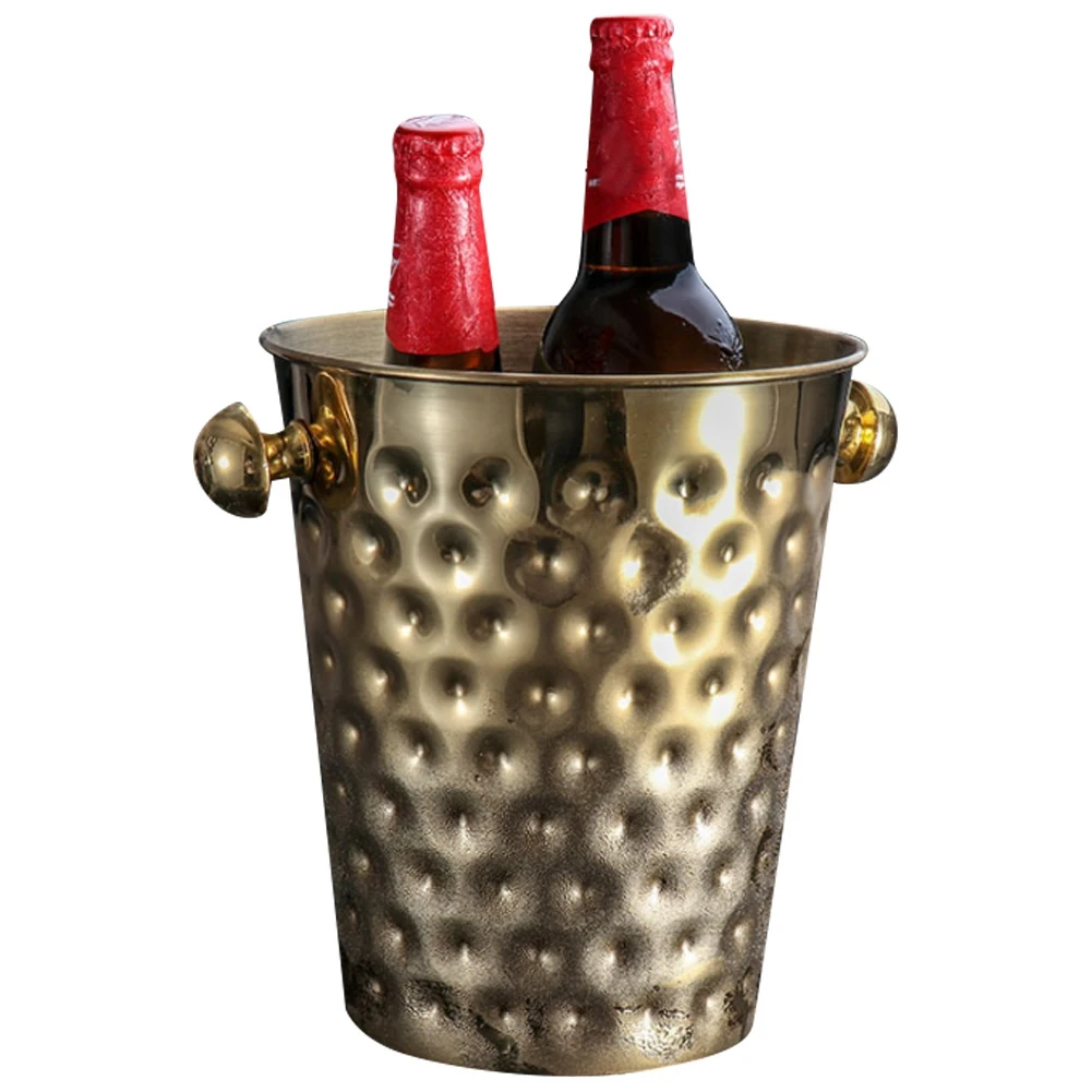 

5L Creative Hammer Point Ice Bucket Stainless Steel Wine Champagne Bucket Champagne Cooler Bar Supplies, Gold