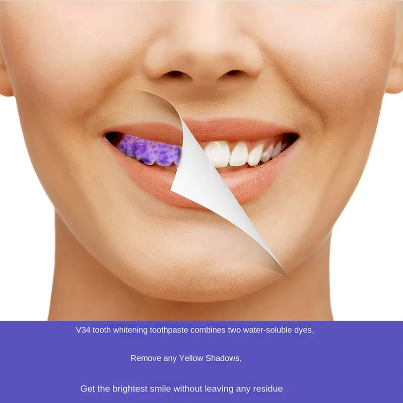 

Зубная паста V34 фиолетовая отбеливающая для ухода за зубами, 60 мл