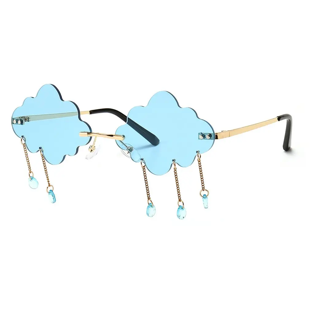 

Fashion Butterfly Rimless Sunglasses Women 2020 Luxury Brand Designer Cloud Tassel Steampunk Sun Glasses Unique Big Heart óculos