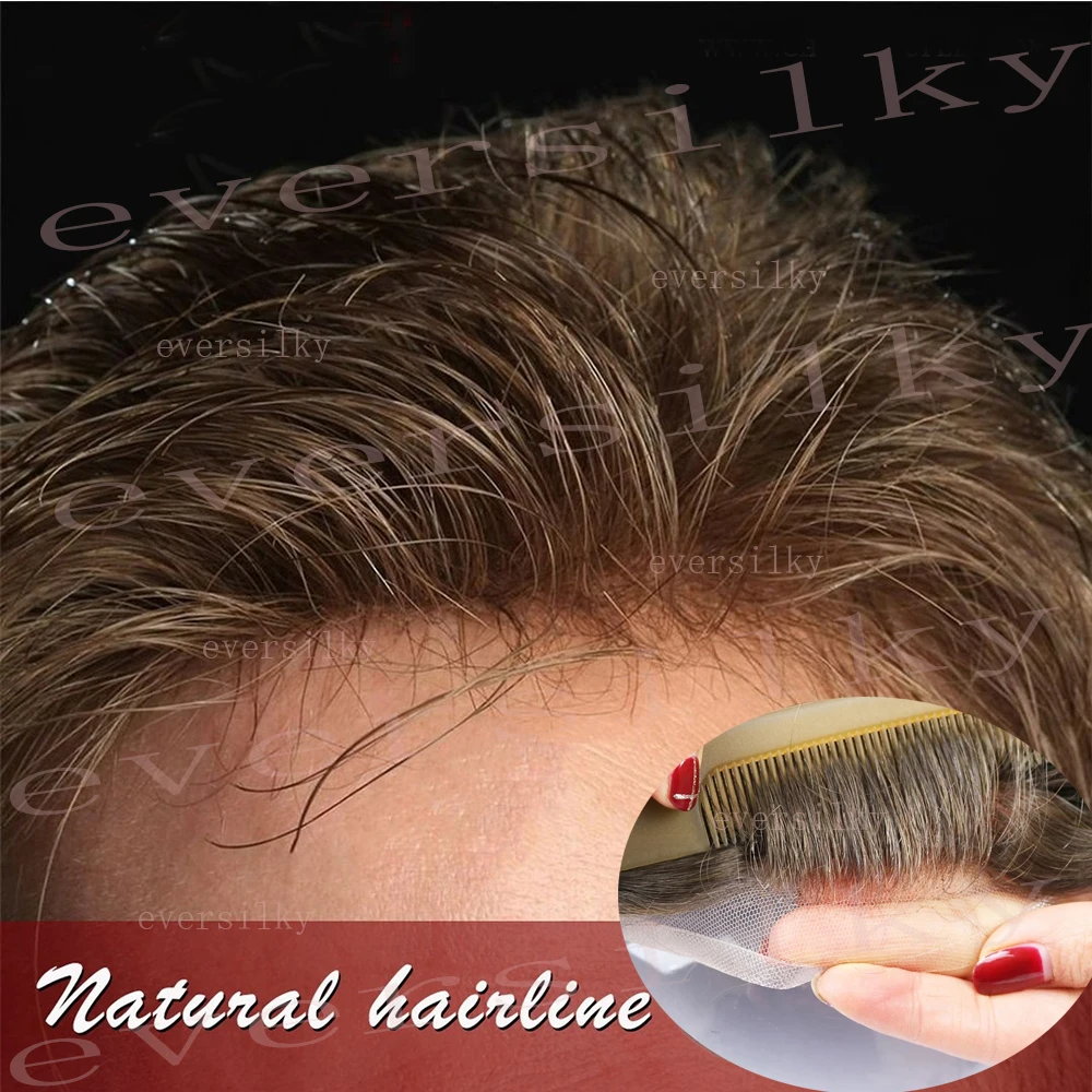 

Мужской парик Q6, сверхпрочный, дышащий, с отбеленными узлами, светлые человеческие волосы, парик, естественная прядь волос, замена системы, шиньоны