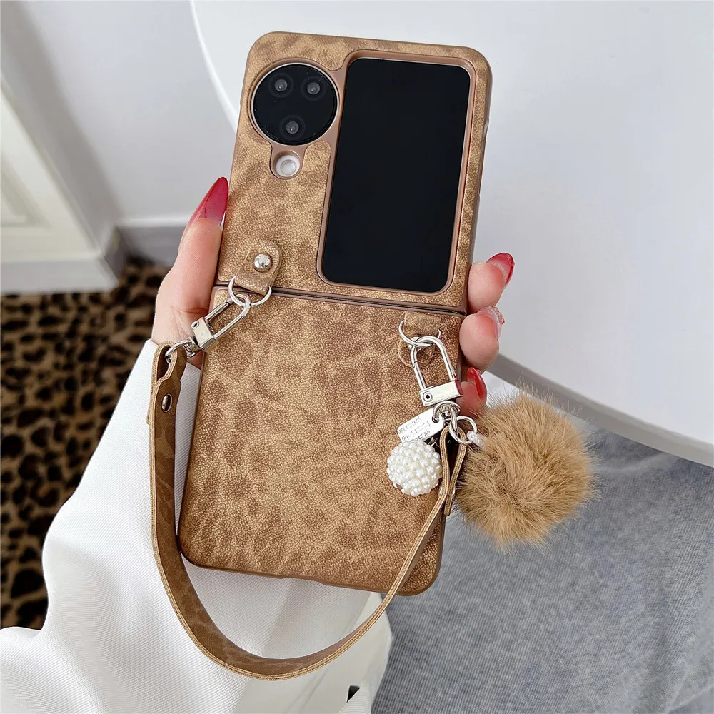 Роскошный чехол-браслет с леопардовым принтом для Motorola Razr50 ultra чехол OPPO Find N3Flip Caes