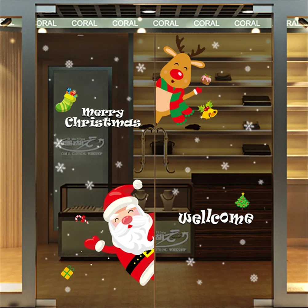 

Christmas Window Stickers Merry Christmas Decorations For Home Wall Decor Kids Bedroom Decor Happy New Year Santa Claus Stickers