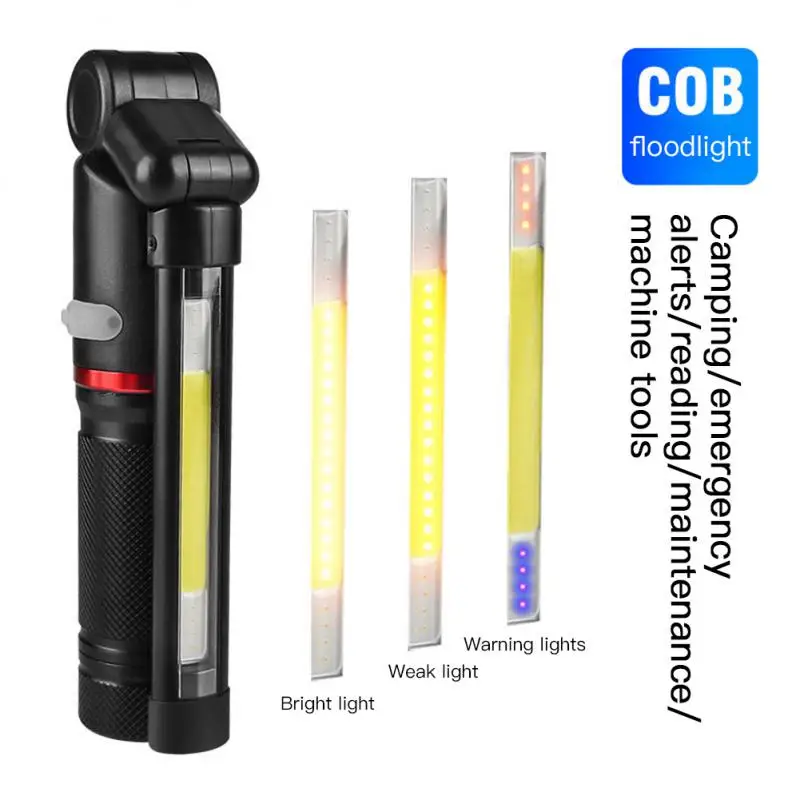 

USB Rechargeable Working Light Dimmable COB LED Flashlight Inspection Lamp with Magnetic Base & Hook Outdoor Power Bank