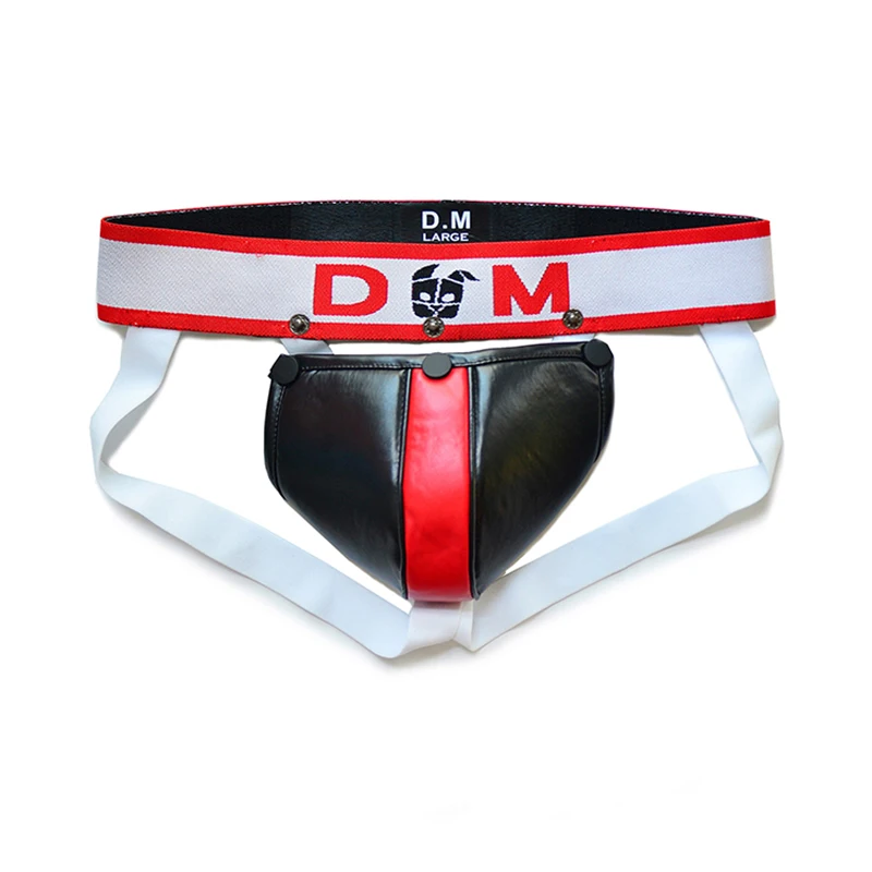 Gay Tangas Sissy Thong Men Underwear Sexy Strings Lingerie Panties PU Detachable Slip Cuecas Jockstrap Ropa Interior Hombre