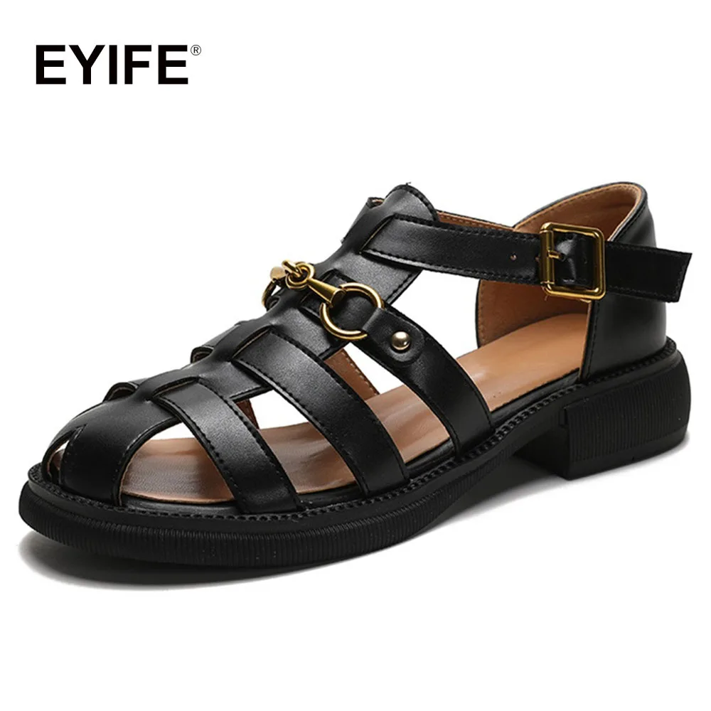 

Сандалии-гладиаторы EYIFE женские с металлической цепочкой, римские туфли с закрытым носком, большие размеры 34-44, офисные босоножки, лето 2023