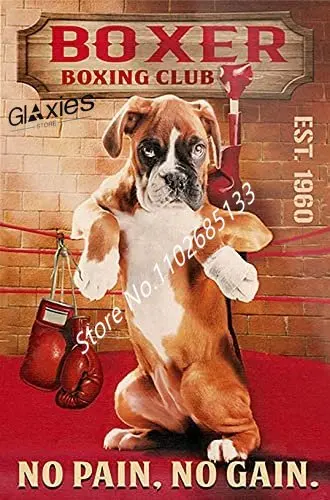 

Metal Tin Sign Wall Decor Boxer Dog Signs Wall Art4 Hanging Plaque Aluminum Signage Posters 8x12 Inch