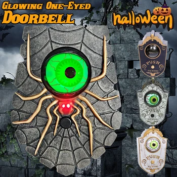 Halloween One Eyed Doorbell Haunted Decoration Horror Props Glowing Hanging Piece Door Hanging Doorbell Eyeball Bell Decor 1