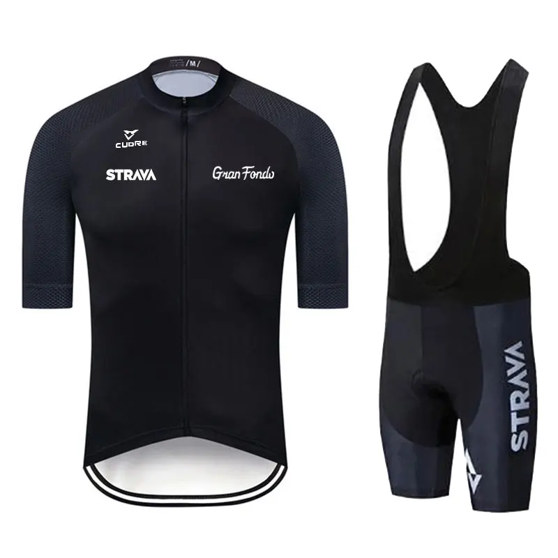 

2022 STRAVA Cycling Jersey Set Summer Team Cycling Clothing Road Bike Suit Bicycle clothes Bib Shorts MTB Maillot Ciclismo Ropa